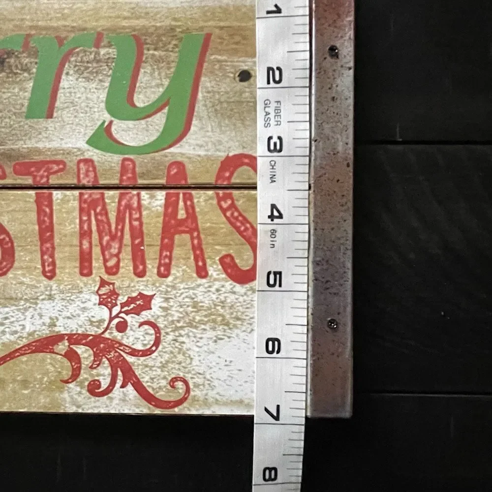 NWT! Transpac, Wood & Metal, 12” x 7”, “Merry Christmas” Hanging Sign/Decor.